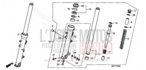 FOURCHETTE AVANT (XL1000V) XL1000V7 de 2007